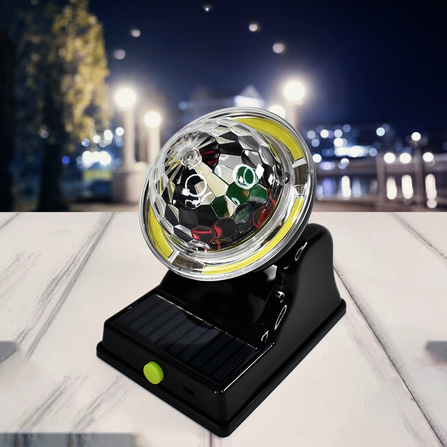 disco light for party, solar party light India, LED rotating disco light, solar powered decorative light, colorful light for celebration,