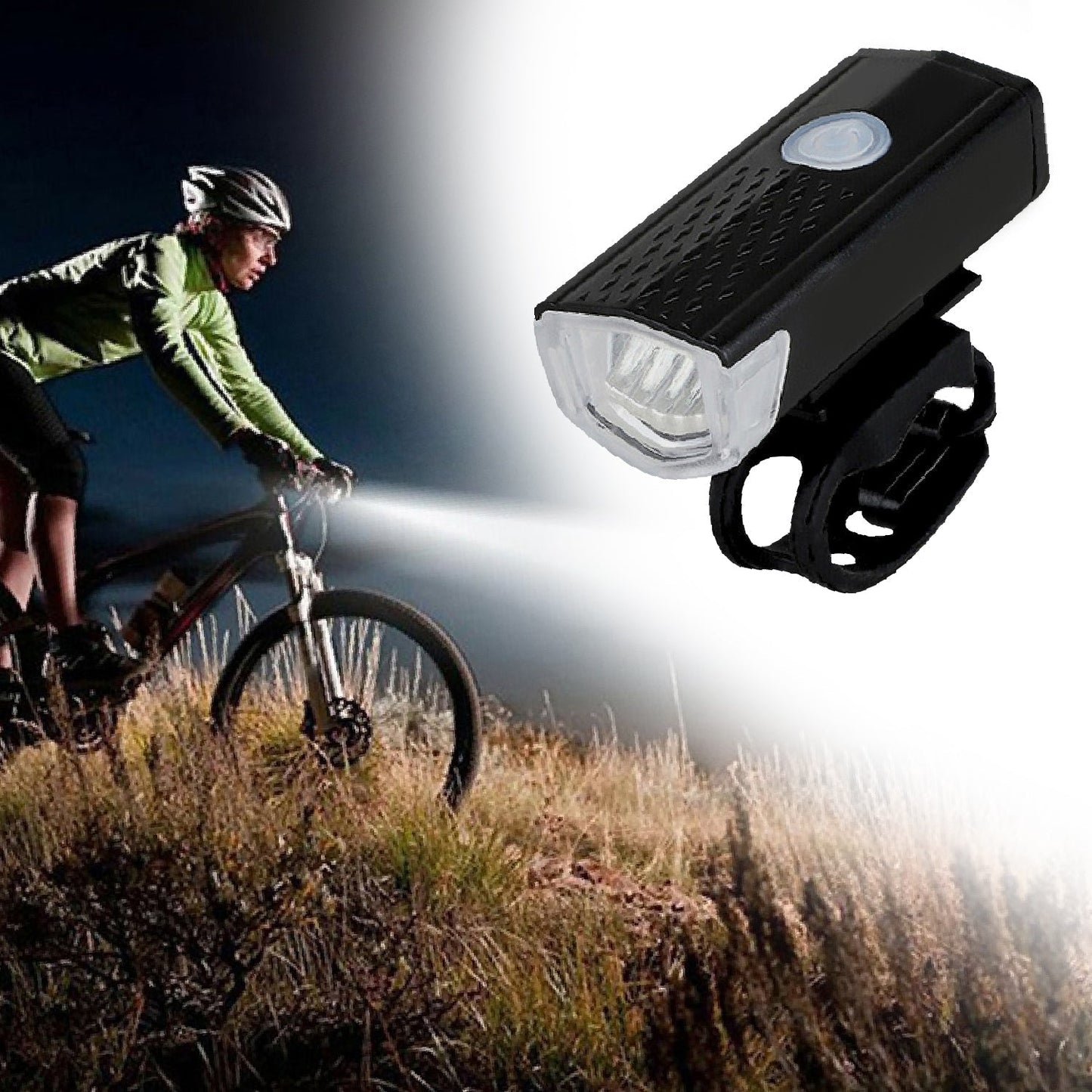 USB bike headlight, 400 lumen cycle light, rechargeable bicycle light, smart anti-glare bike lamp, waterproof headlight, cycle front light, USB cycle flashlight, night ride bicycle light, PVC bike light
