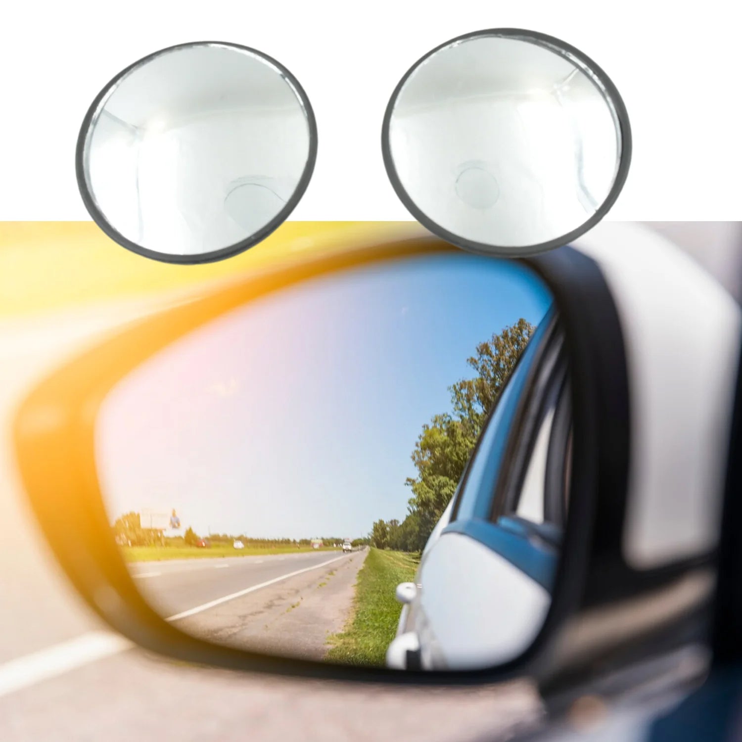 Frameless round blind spot mirror expanding driver’s visual field