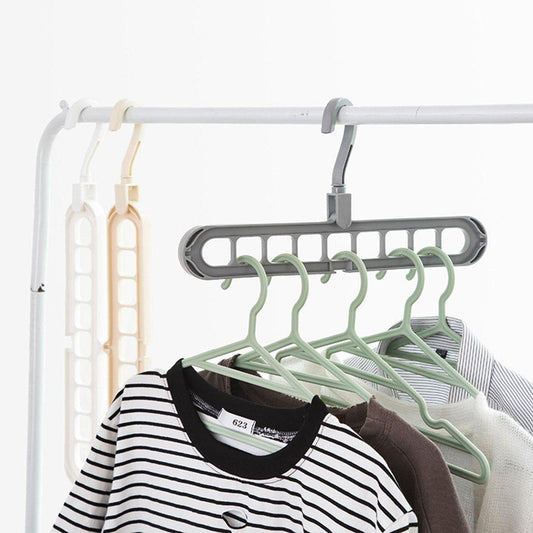 9-hole plastic hanging hook rack, magic closet organizer hanger