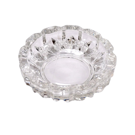paricutin glass crystal ashtray, designer round crystal ashtray, luxury glass ashtray for home decor, elegant crystal ashtray for office,
