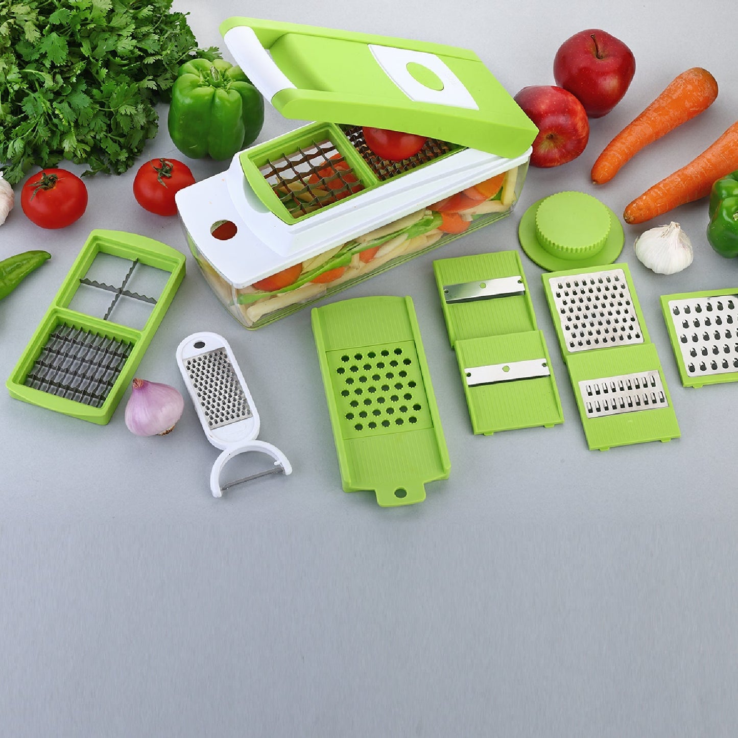 snowpearl 14 in 1 dicer, house of sensation vegetable cutter, multipurpose chopper, stainless steel blade dicer, kitchen slicer, vegetable chopper, fruit cutter