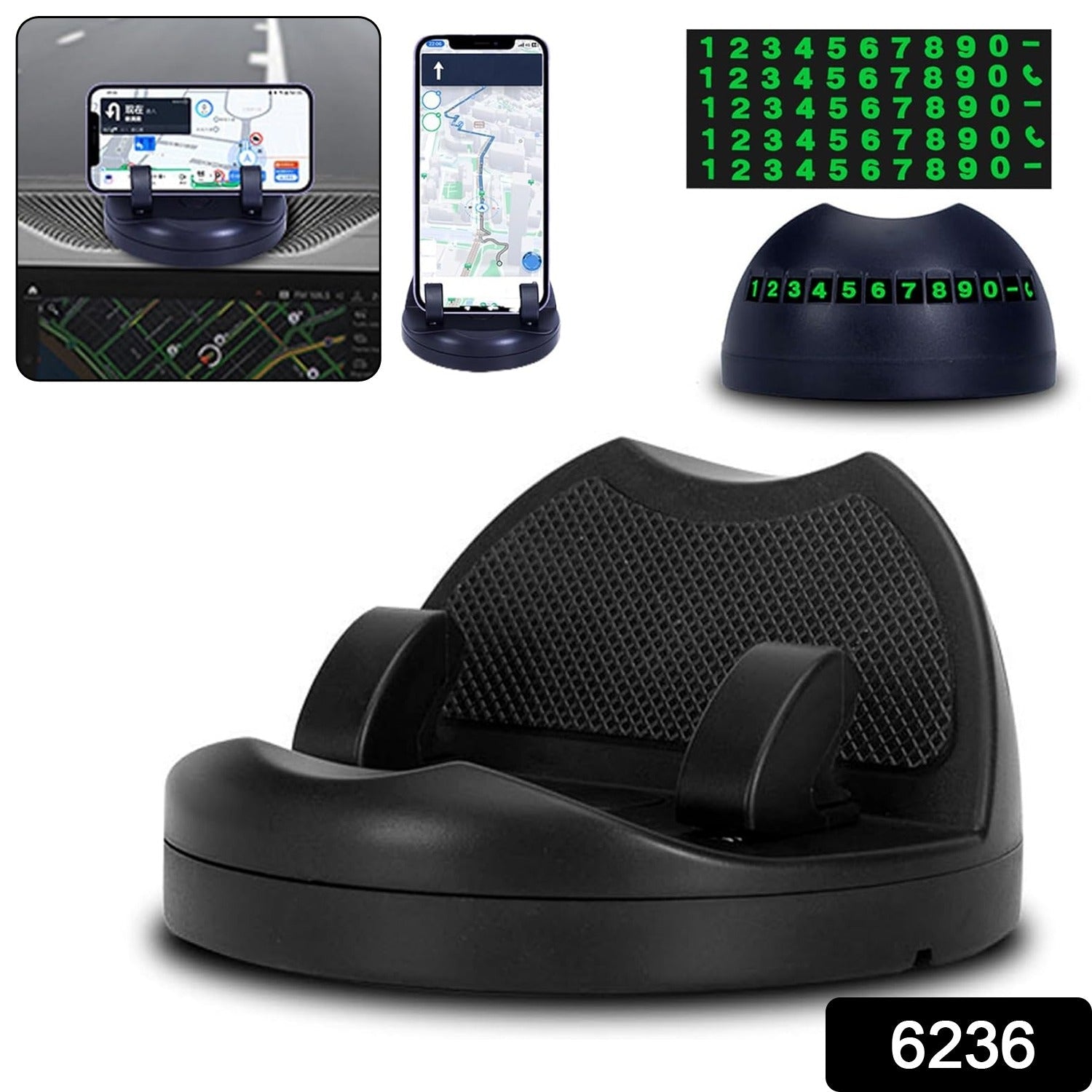 2 in 1 car anti-slip mat and sticky phone holder, dashboard mount phone holder with anti-skid mat, non-slip car mat with built-in mobile holder,