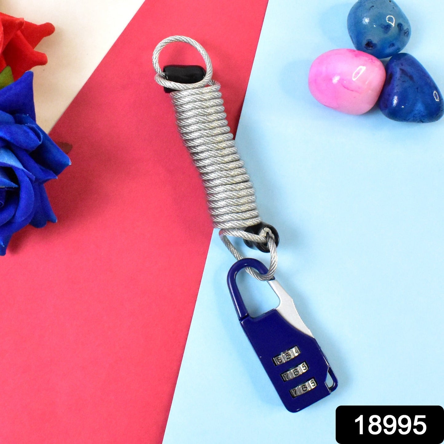 compact security lock with 3-digit dial, portable anti-theft padlock for bags and lockers,