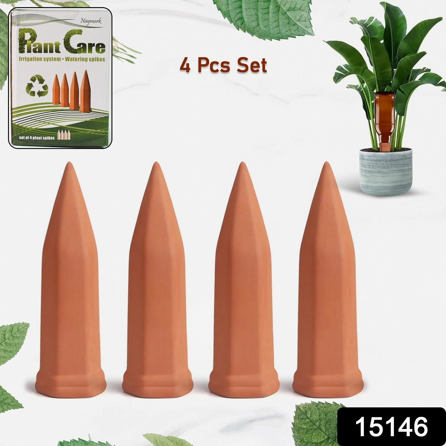 self plant watering spikes 4 pc set for automatic irrigation, automatic plant watering tool for pots, drip irrigation spikes for home garden use,