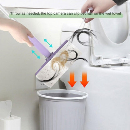 Compact mop with push-pull handle and disposable cloth