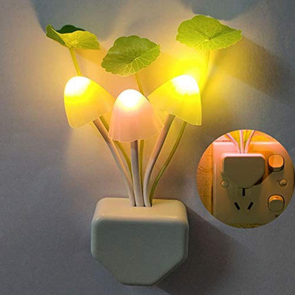 Mushroom lamp with vibrant colors. Mushroom night light, LED sensor lamp, colorful plug-in night light, kids room night light, decorative LED lamp, automatic night light