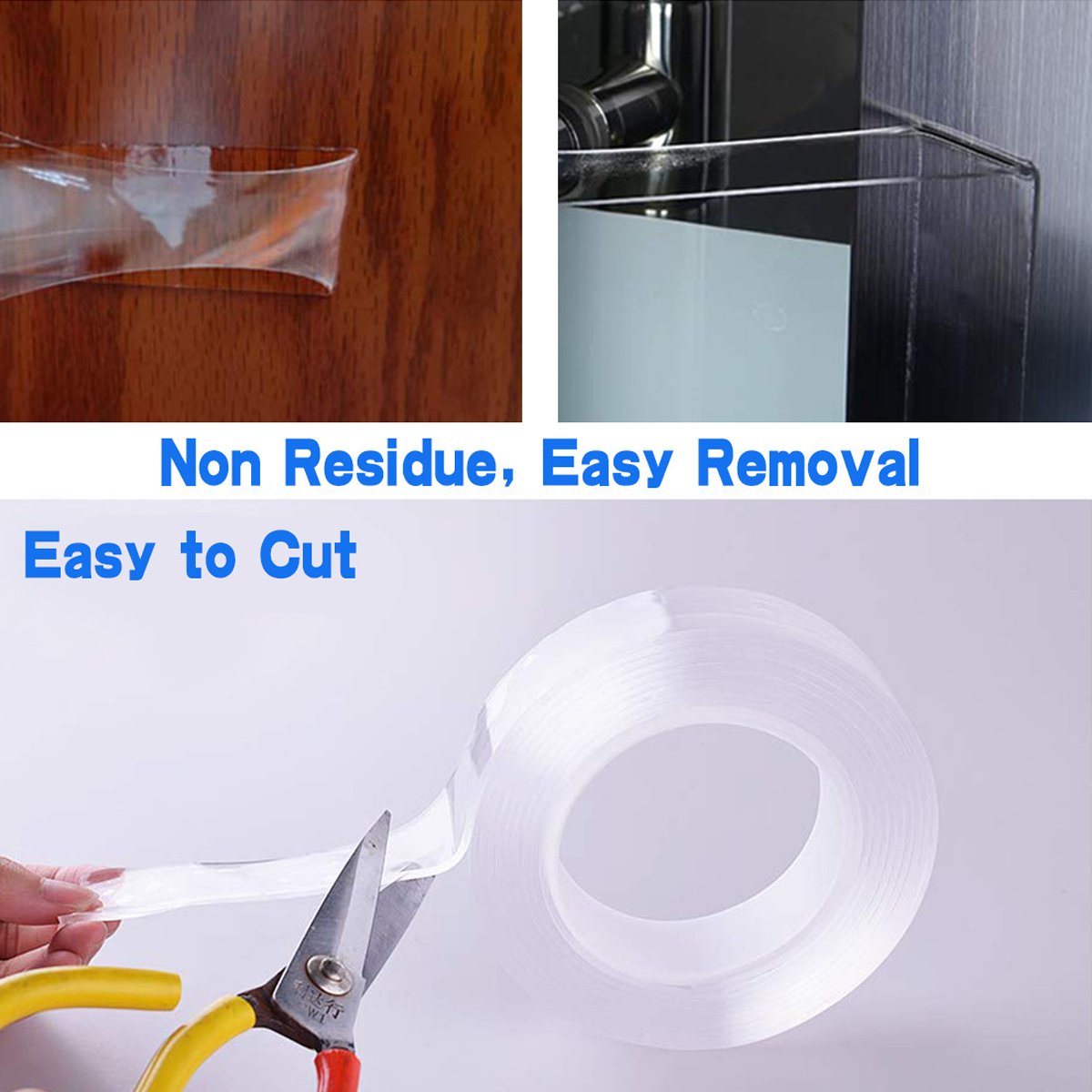 Washable nano tape, multipurpose use, nano gel adhesive tape, reusable double sided tape, 3 meter sticky tape, traceless wall tape, nano magic tape, strong grip gel tape, ivy grip gel pad