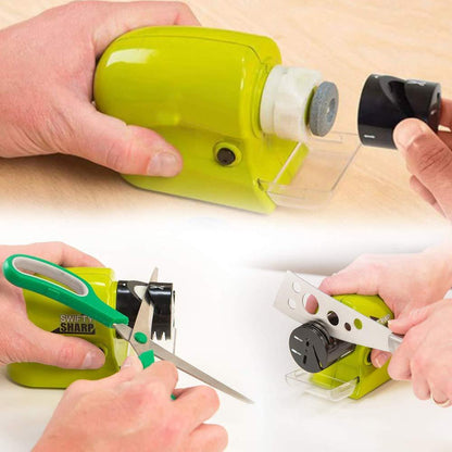 Electric knife sharpener with cordless design, cordless knife sharpener, motorized blade sharpener, kitchen knife sharpener tool, portable sharpener for steel knives, electric knife sharpening tool