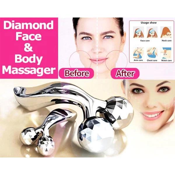 3D roller massager for facial skin care. 3D face roller, face massager for women, solar microcurrent roller, skin tightening tool, facial massage roller, y-shaped face massager
