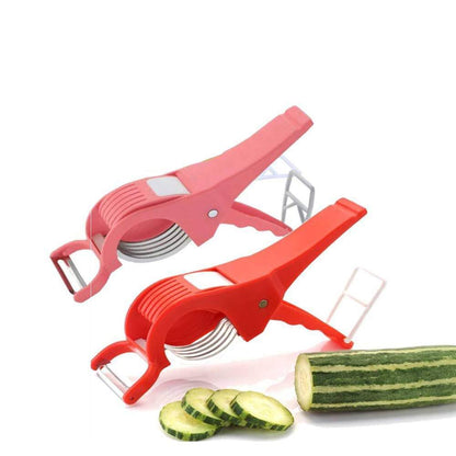 Vegetable cutter with peeler attachment, plastic vegetable cutter, veg cutter with peeler, multi cutter for kitchen, white blue vegetable chopper, stainless steel blade cutter, ABS plastic cutter
