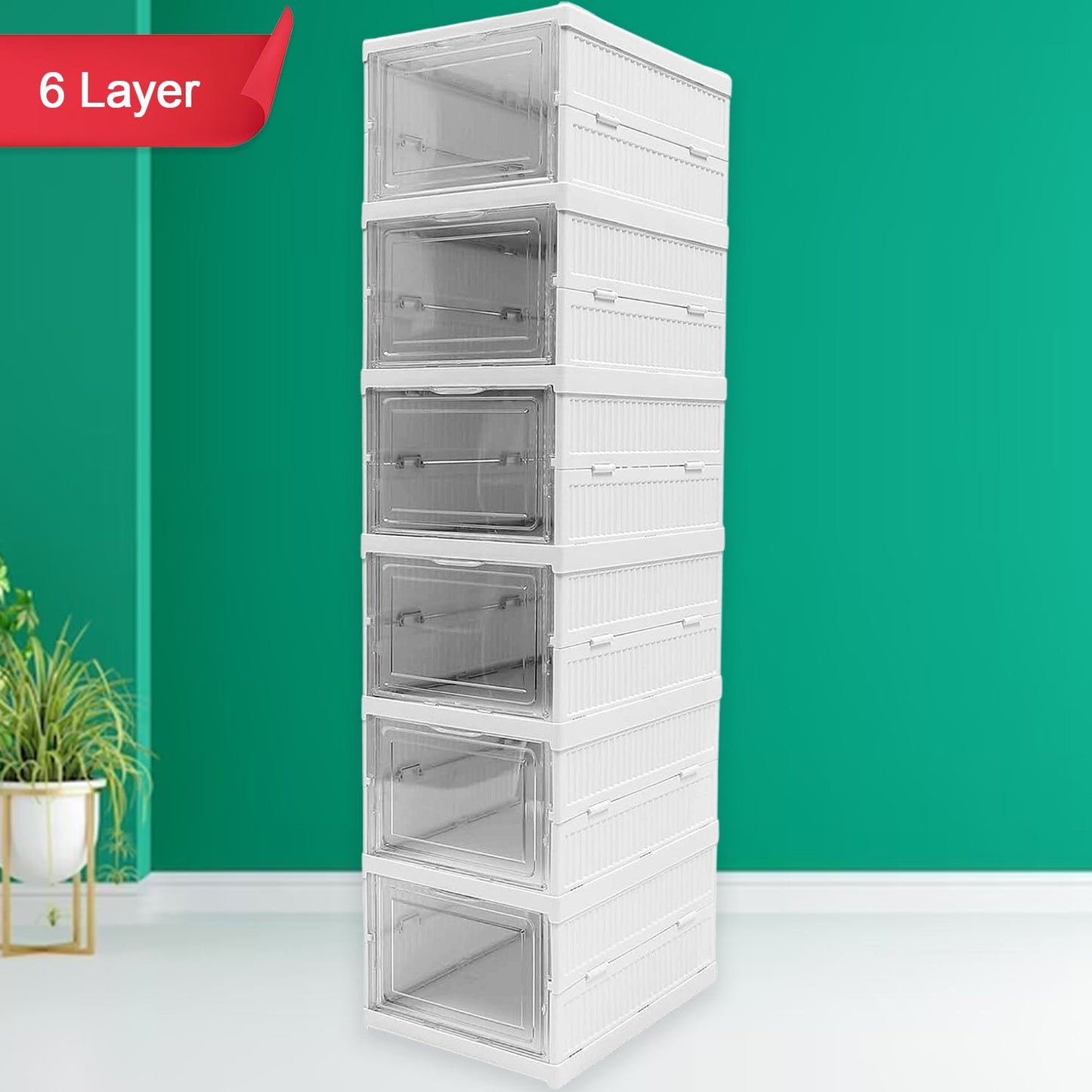 6‑layer stackable foldable storage organizer cart portable utility trolley for clothes kitchen closet bathroom, collapsible multi‑tier plastic storage cart with wheels India, foldable stackable utility trolley kitchen bathroom closet organizer, portable rolling storage cart 6 tier for home use, foldable closet and bathroom utility trolley storage rack

