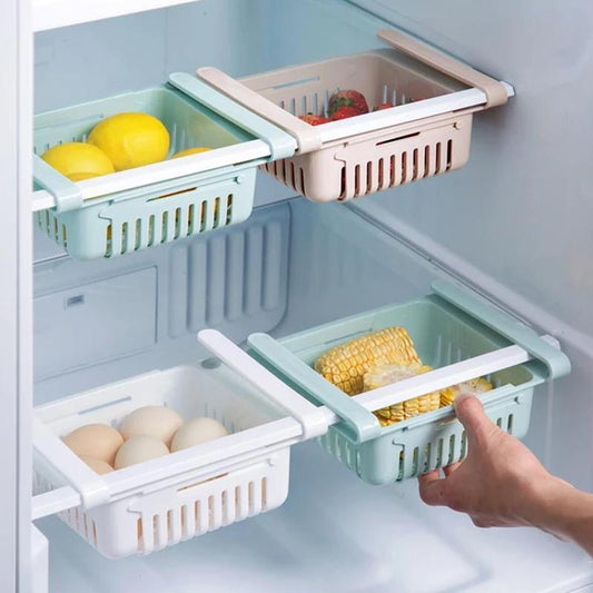 Adjustable fridge organizer drawers for storage. fridge organizer drawer, adjustable fridge storage basket, refrigerator drawer set, kitchen storage drawer, pantry organizer bins, fridge storage solution, BPA-free fridge organizer