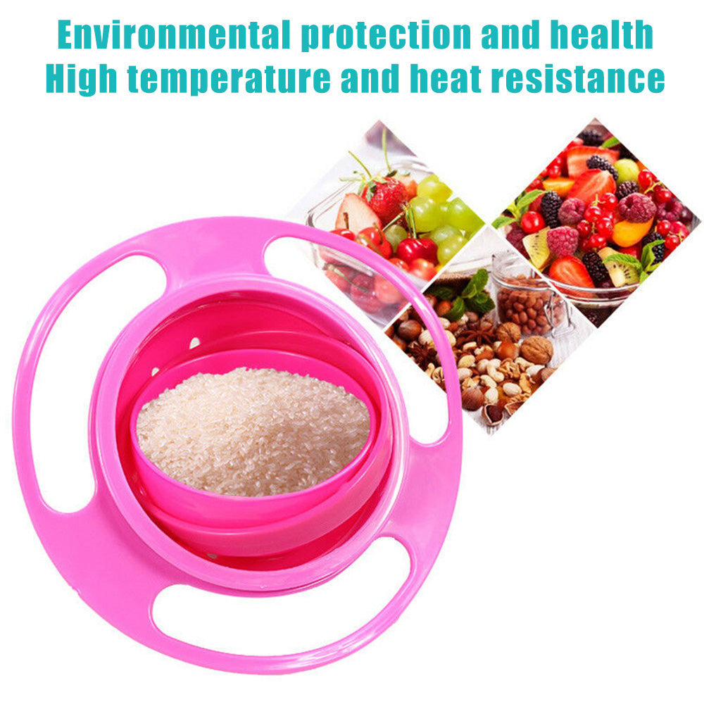 Gyro feeding bowl for toddlers, spill-proof with 360-degree rotation, convenient for travel. gyro bowl for kids, spill proof toddler bowl, rotating baby snack bowl, kids feeding dish, anti spill gyro bowl, 360 degree snack bowl, baby feeding utensil