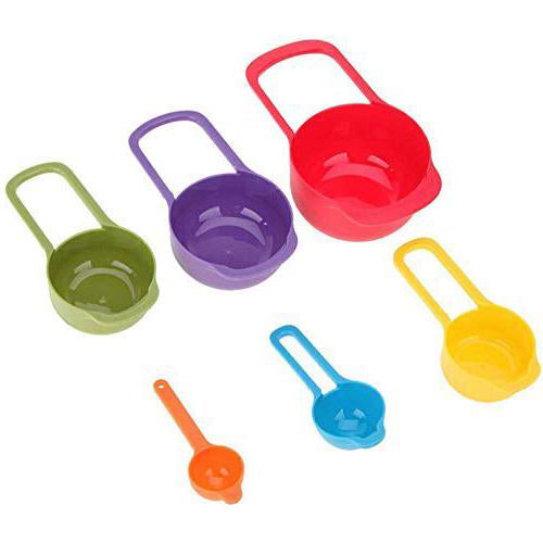 Colorful plastic measuring spoons with measurement marks, measuring spoons, kitchen measuring set, plastic measuring cups, multicolour spoons set, BPA free measuring set, cooking measuring spoons, baking tools