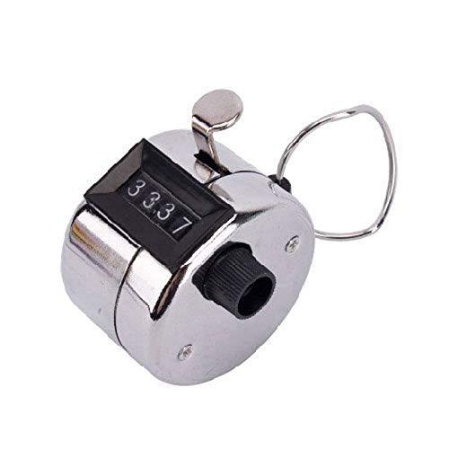 Handheld clicker counter with adjustable 4-digit display. manual tally counter, 4 digit hand counter, metal tally counter, people counting tool, mechanical clicker, sports lap counter, inventory tally, hand click counter, attendance counter, finger ring tally counter