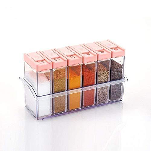 Multicolour spice jars with lids, showing various colors. spice jar set, plastic spice container, airtight cereal dispenser, 6 pcs kitchen storage jars, BPA free spice storage, modular spice box, masala container set