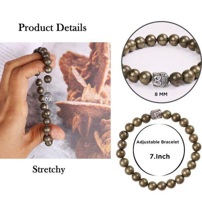 pyrite bracelet, elastic bracelet, natural crystal bracelet, lucky charm bracelet, stretch bracelet, unisex bracelet, pyrite jewelry, natural stone bracelet, crystal jewelry, gemstone bracelet

