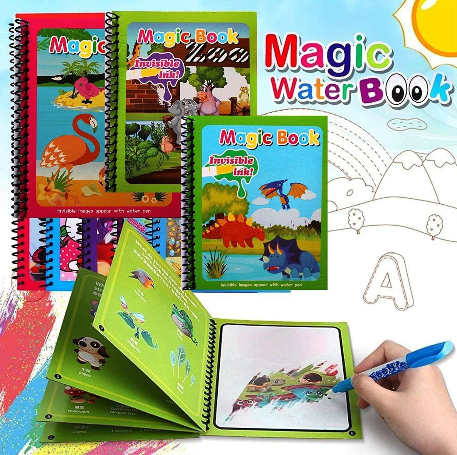 magic water drawing books pack India, reusable water drawing books for toddlers, quick dry drawing books set, multi color water drawing books India, toddler fine motor skill drawing toys, water pen drawing book India, reusable drawing book toys for kids, magic water drawing set for children, fine motor skill learning toys India, water drawing book with pen set,