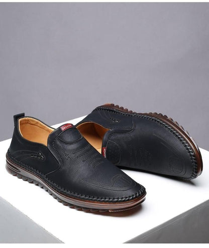 Men’s black leather casual shoes, soft slip-on black shoes men, leather daily wear shoes men, comfortable slip-on office shoes men, 