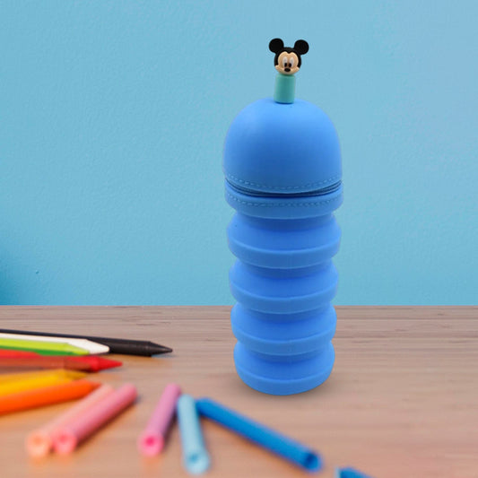 silicone pencil case, telescopic pen holder, pink pencil pouch, large capacity pencil case, school stationery case, zip pen stand, pencil box for girls