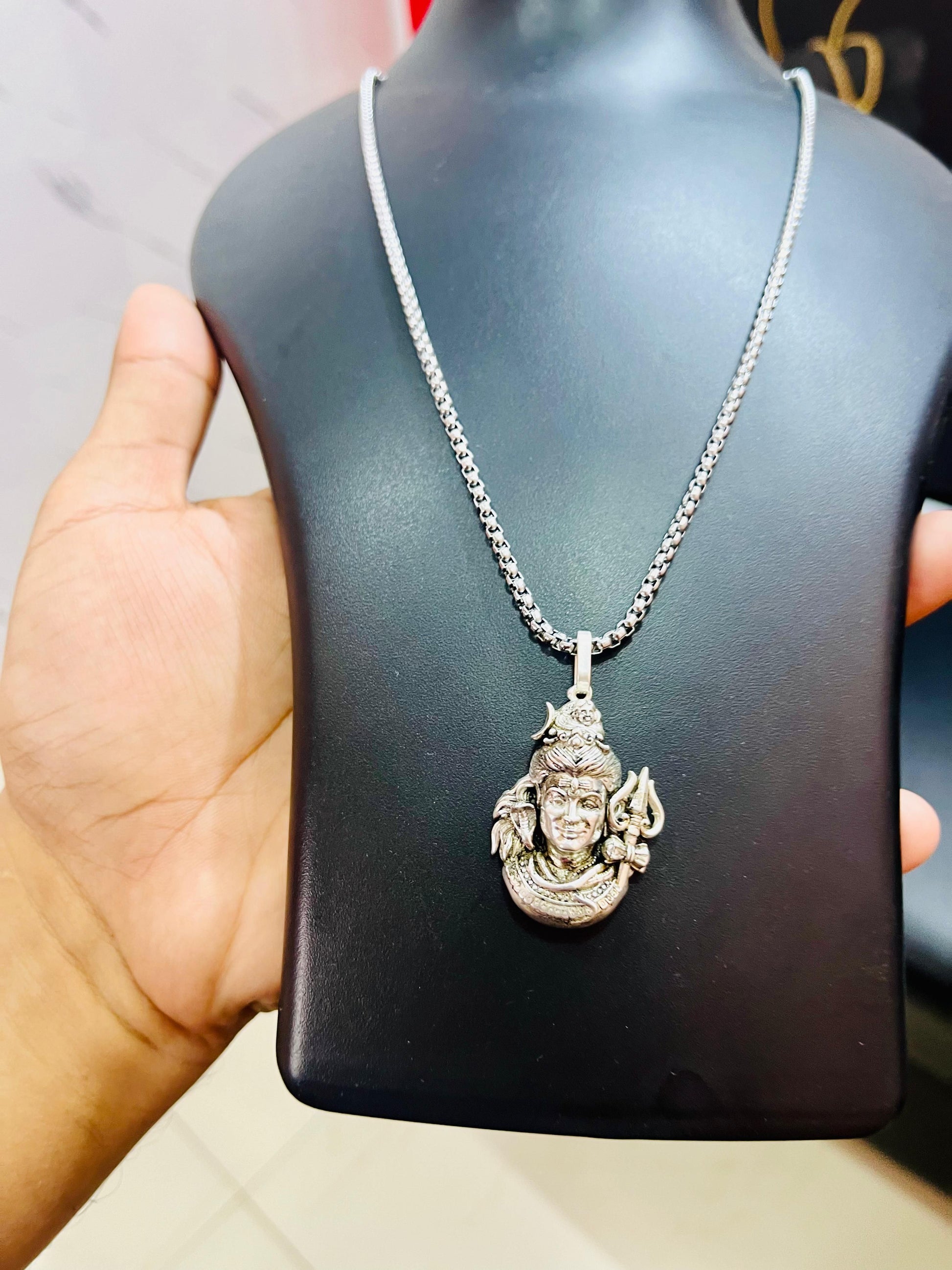 mahadev jewelry, silver alloy pendant, shiva spiritual jewelry, lord shiva necklace, silver alloy devotional chain, mahadev chain for men, silver alloy spiritual pendant, premium pendant necklace, spiritual jewelry for men, shiva pendant chain

