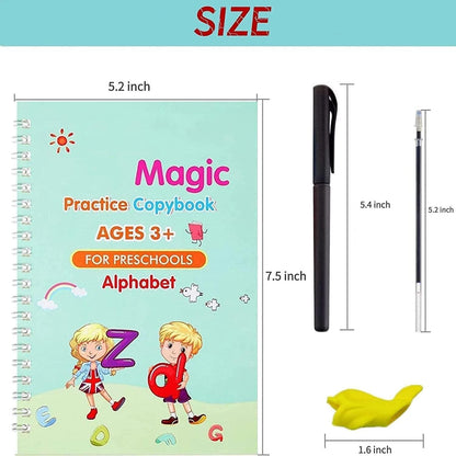 handwriting practice workbook for children, Sank Magic reusable writing kit, handwriting copybook with refills, reusable kids writing workbook, handwriting practice set India, Sank Magic handwriting kit for kids