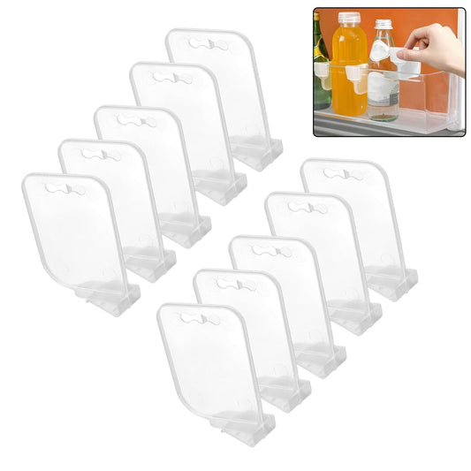 20 pc plastic refrigerator organizer bins with divider clips, modular fridge storage baskets set, plastic fridge bins with adjustable partitions, transparent refrigerator storage containers for fruits and vegetables, space saving fridge baskets with clips,