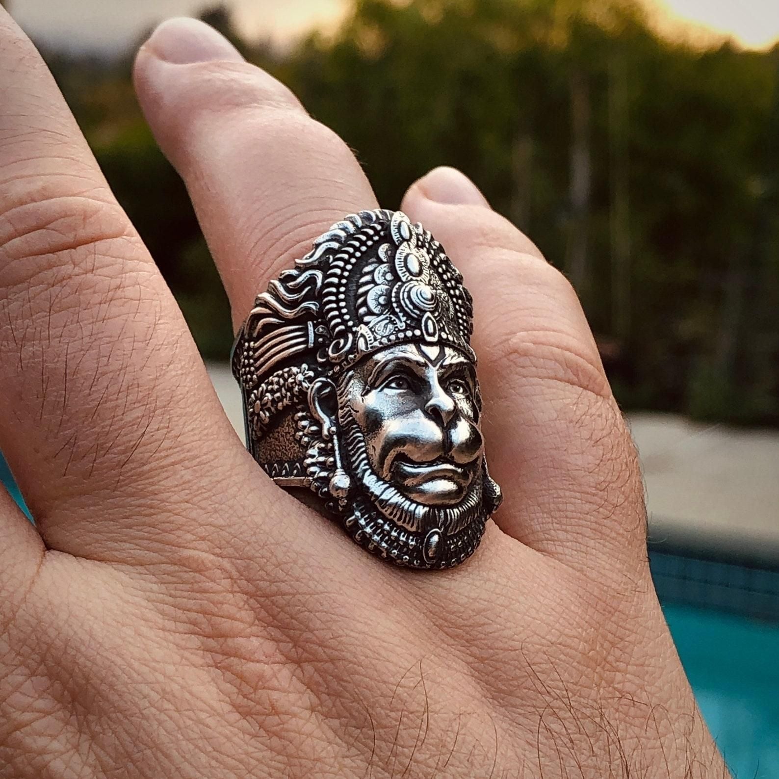  bajrangbali silver ring spiritual jewelry, silver hanuman ring for men, spiritual hanuman ring in sterling silver, bajrangbali ring for men silver finish, lord hanuman silver ring unisex, silver spiritual ring with hanuman design, men's silver bajrangbali ring, hanumanji silver ring for daily wear, sterling silver religious ring for men

