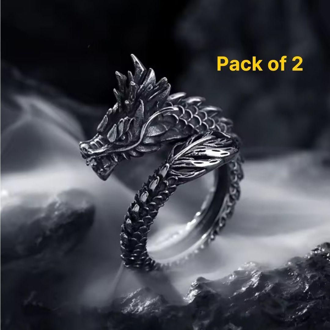 dragon ring, adjustable ring, silver ring pack, alloy rings, multicolor rings, unisex rings, men’s fashion ring, stylish rings for men, dragon jewelry, free size ring

