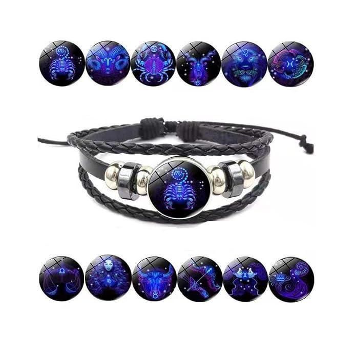 zodiac bracelet, astrology bracelet, constellation bracelet, leather zodiac bracelet, black zodiac bracelet, zodiac sign bracelet, horoscope bracelet, star sign bracelet, astrology sign bracelet, zodiac charm bracelet

