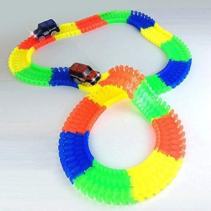 Magic Tracks toy India, LED glow race car track, flexible race car track for kids, glow in dark toy track, multicolor race track India, bendable toy racetrack for children, LED light racetrack toy, kids race car track India, glow in dark Magic Tracks, 3D LED glowing racetrack for kids

