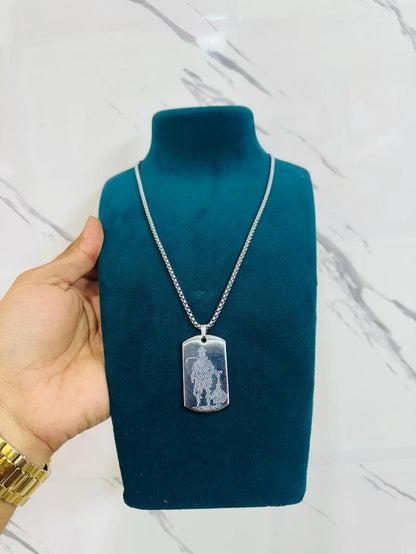 Silver Hanuman Chalisa pendant with chain men, Golden Hanuman Chalisa locket for men,