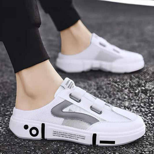 Half Slippers for Men – White Non-Slip Casual Slip-On Shoes with Rubber Sole, half slippers for men, non-slip slippers for men, casual shoes for men slip on, white slippers for men, men's synthetic casual slippers, rubber sole slippers for men, slip on casual shoes for men, men's slip on half slippers, best white slippers for men, mens summer casual footwear, stylish half slippers for men, comfortable men's house slippers, men’s casual shoes online india

