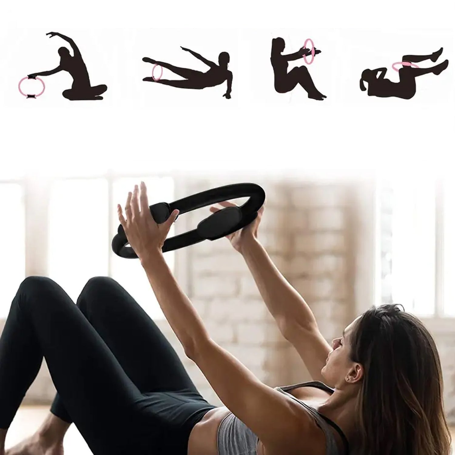 Pilates fitness ring for yoga and thigh workouts, home equipment. pilates ring for women, thigh exercise ring, yoga fitness circle, home workout equipment, fitness ring pilates, yoga pilates ring, resistance ring