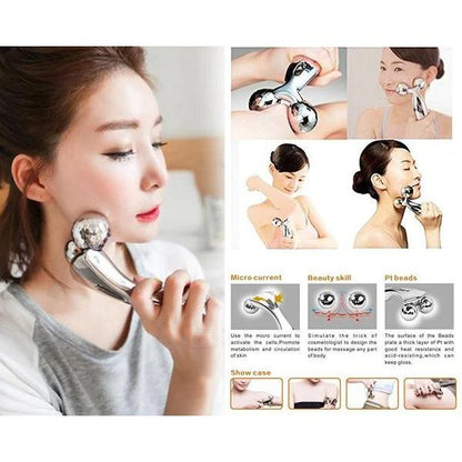 3D facial roller massager for smooth skin. 3D face roller, face massager for women, solar microcurrent roller, skin tightening tool, facial massage roller, y-shaped face massager