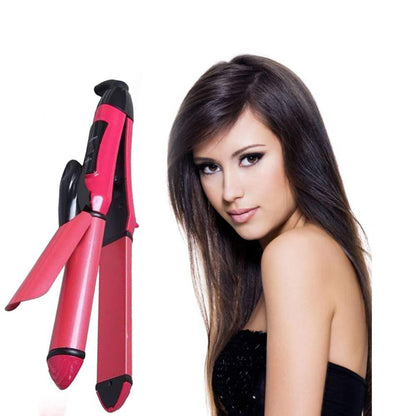 2-in-1 hair straightener and curler for women. 2 in 1 hair straightener, hair curler machine, hair iron for women, straight and curl hair tool, ceramic hair styler, hair accessories for women