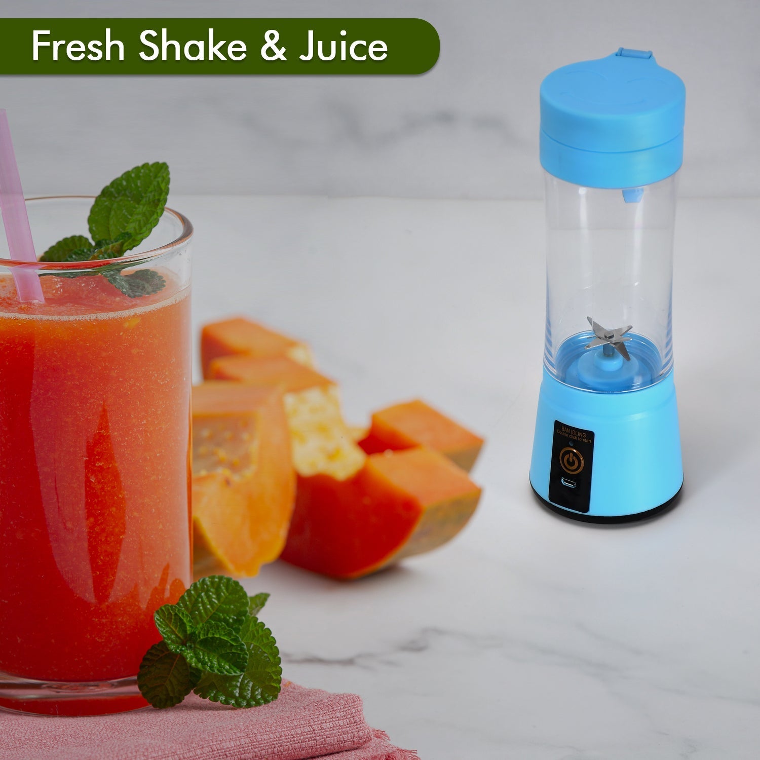 portable blender for fruits and veggies with USB charging, 6 blade high-speed mini blender for personal use, rechargeable juice extractor for daily health drinks, USB portable mixer bottle for fresh smoothies and juices, lightweight juicer blender for travel and fitness enthusiasts