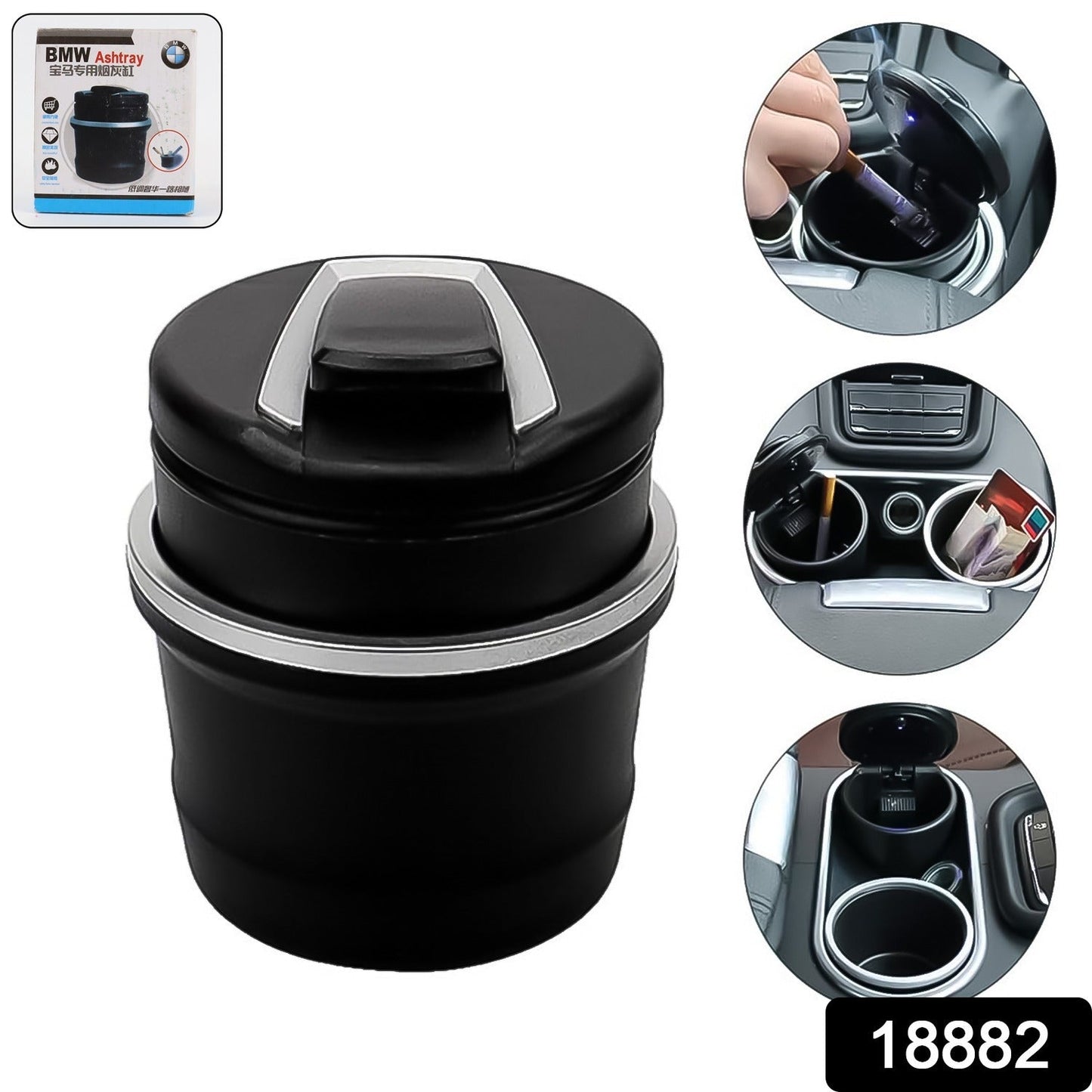 car cupholder ashtray with LED for clean smoking, dustproof car ash tray with lid and light, travel-friendly LED car ashtray for smokers, compact ash tray for car with smokeless design