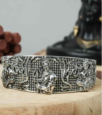 oxidised silver mahakal bracelet men, casual mahakal jewelry men, silver mahakal bracelet casual wear, men's silver mahakal bracelet, oxidised silver jewelry men, mahakal bracelet casual men, silver oxidised mahakal jewelry, casual bracelet men oxidised silver, men's spiritual mahakal bracelet