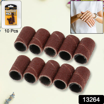 10 pc nail drill sanding band bits, pedicure sanding bands for nail drill machine, replacement bits for electric nail file, manicure and pedicure sanding rings, nail drill accessories for salons, sanding bands for gel and acrylic removal, nail grooming tool set, professional nail sanding bit replacements

