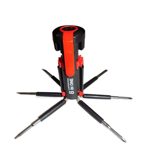 8 in 1 screwdriver kit with LED torch, 8 in 1 screwdriver kit, multi-tool with LED light, folding screwdriver set, portable tool with torch, compact repair tool, mini LED toolkit