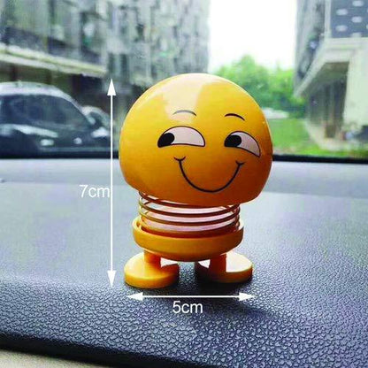 Emoticon spring figure smiling face, smiling face spring doll, car dashboard bobblehead toy, emoji figure doll, shaking head doll for desk, cute emoticon car decor, bobblehead car toy