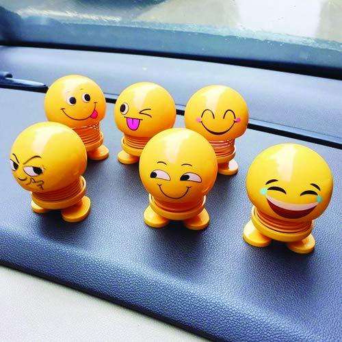Emoticon figure smiling face toy, smiling face spring doll, car dashboard bobblehead toy, emoji figure doll, shaking head doll for desk, cute emoticon car decor, bobblehead car toy