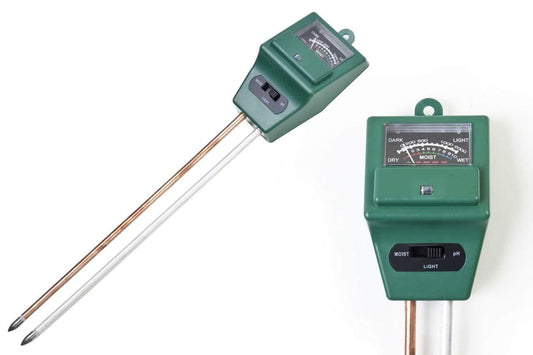 Soil pH meter with 3-way testing function. 3-in-1 soil meter, gardening soil tester, moisture and pH meter, plant light sensor, soil analyzer for garden, no battery soil tool