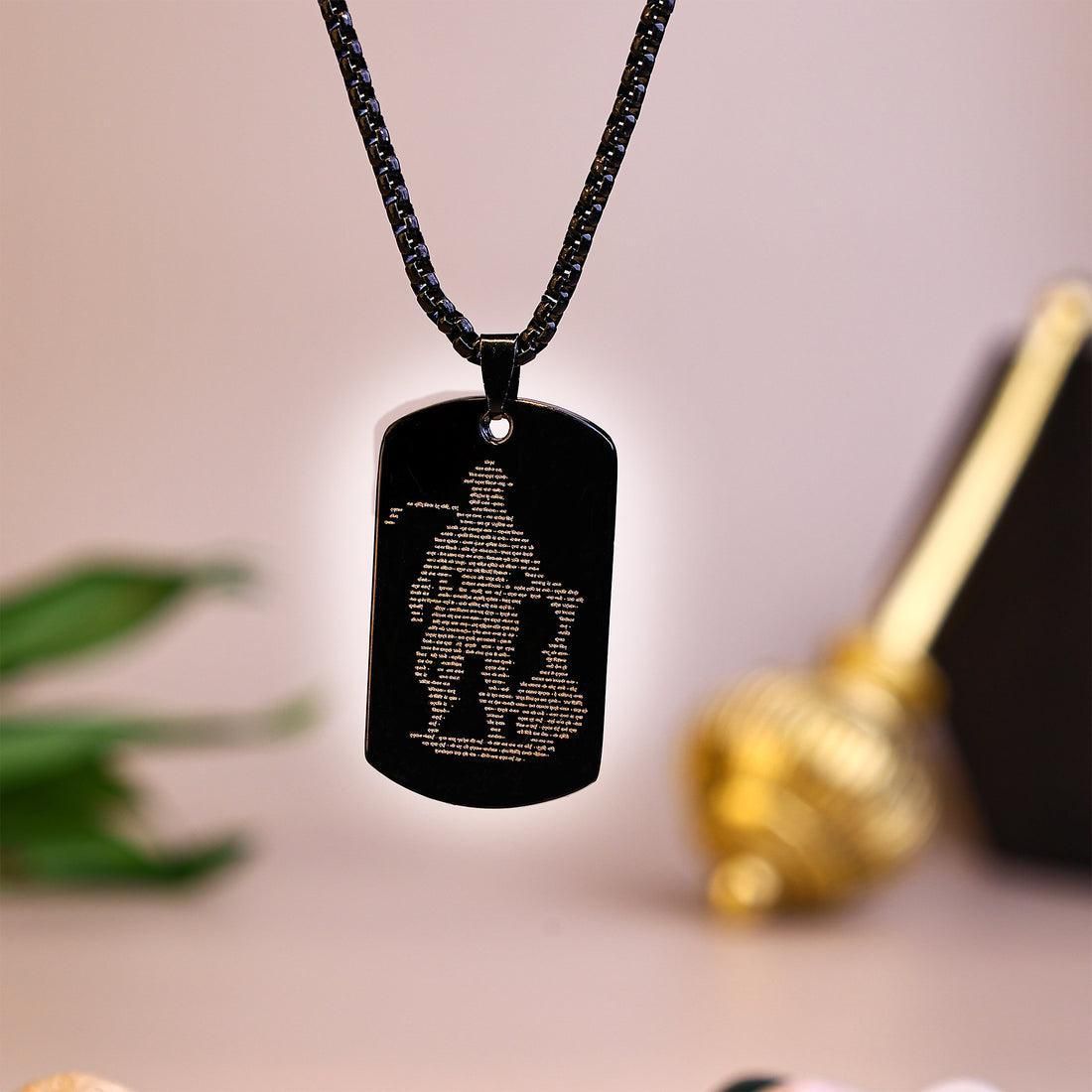 Religious Hanuman Chalisa locket in silver and gold, Stylish Hanuman Chalisa pendant necklace men,