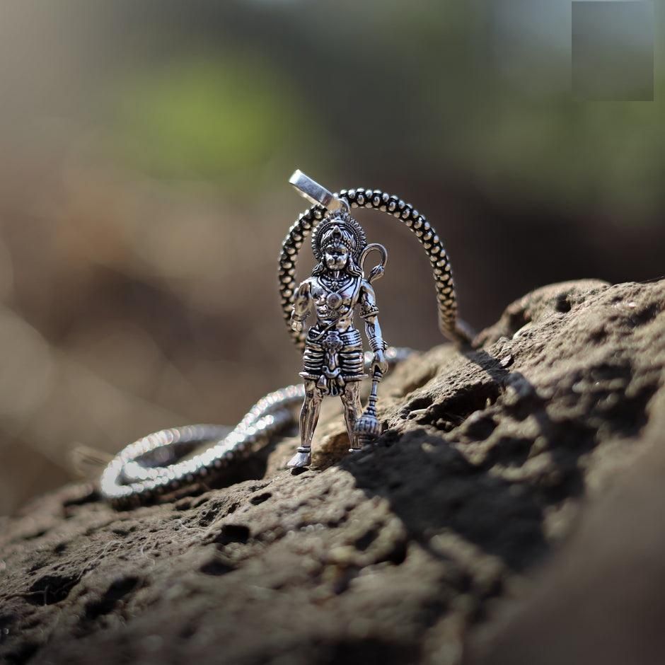 Lord Hanuman Pendant with Chain – Oxidised Silver Hanuman Ji Locket for Men, Hanuman pendant for men, Lord Hanuman oxidised pendant, Hanuman chain silver, Bajrangbali pendant with chain, Hanuman ji locket for daily wear, oxidised Hanuman pendant, Hanuman necklace for men, silver Hanuman pendant online, spiritual Hanuman jewellery, casual wear Hanuman locket

