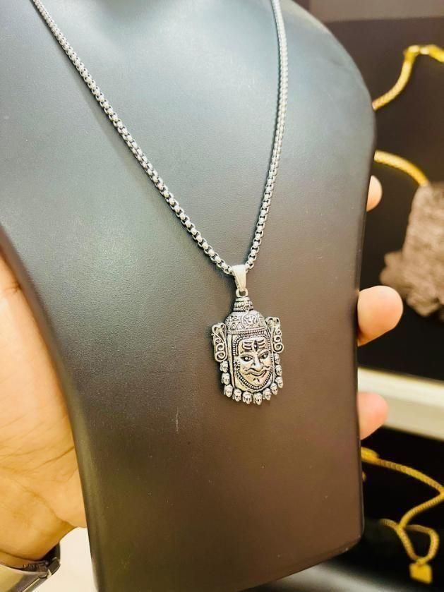 mahakal jewelry, stainless steel pendant, silver pendant chain, shiv spiritual pendant, devotional jewelry men, mahakal pendant chain, silver locket men, stainless steel shiv jewelry, daily wear pendant men, spiritual jewelry men

