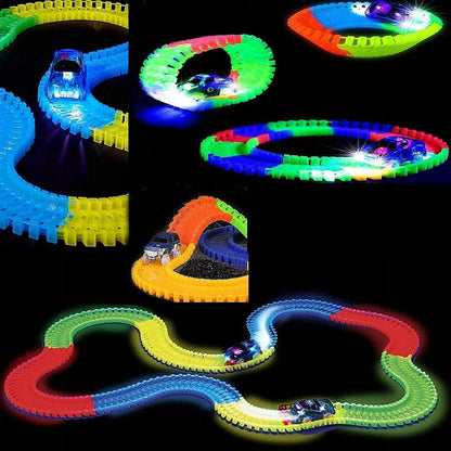 LED glowing race car track toy India, flexible Magic Tracks toy, multicolor LED glowing racetrack India, kids glow in dark race track toy, bendable and flexible Magic Tracks, LED light-up race car track India, Magic Tracks kids racetrack India, glow in dark flexible race track, 3D LED glow Magic Tracks for kids, multicolor glow in dark toys India, bendable LED glowing race car track