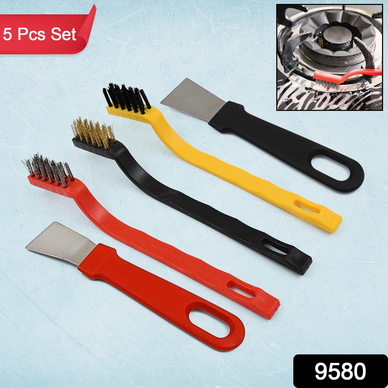 ergonomic handle wire brush scraper combo, multipurpose scrub and scrape cleaning kit

